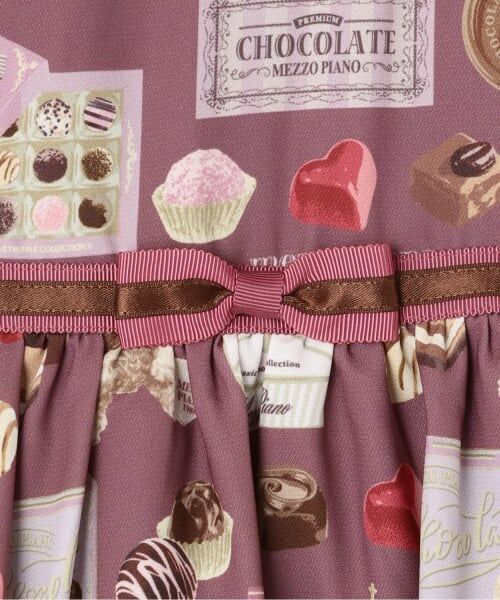 mezzo piano / メゾピアノ ミニ丈・ひざ丈ワンピース | 【人気商品再入荷】【直営店で取り扱い無し】ボンボンショコラ柄　ドッキングワンピース | 詳細3