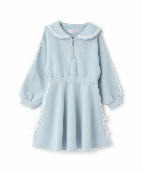 mezzo piano / メゾピアノ ミニ丈・ひざ丈ワンピース | 【人気商品再入荷】【直営店で取り扱い無し】リボンライン　セーラーワンピース（ライト ブルー）
