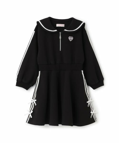 mezzo piano / メゾピアノ ミニ丈・ひざ丈ワンピース | 【人気商品再入荷】【直営店で取り扱い無し】リボンライン　セーラーワンピース（黒）