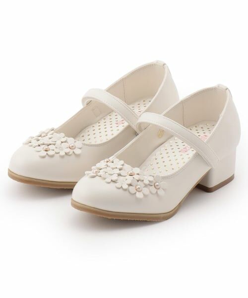 mezzo piano / メゾピアノ ビジネス・ドレスシューズ | お花ストラップシューズ（白）