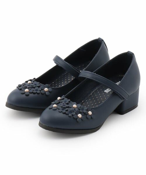 mezzo piano / メゾピアノ ビジネス・ドレスシューズ | お花ストラップシューズ（紺）