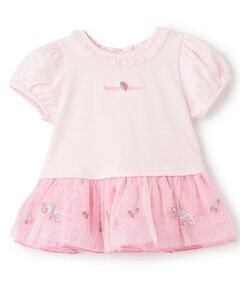 mezzo piano / メゾピアノ その他トップス | 【人気商品再入荷】【直営店で取り扱い無し】イチゴ刺しゅう裾フリル　半袖チュニック