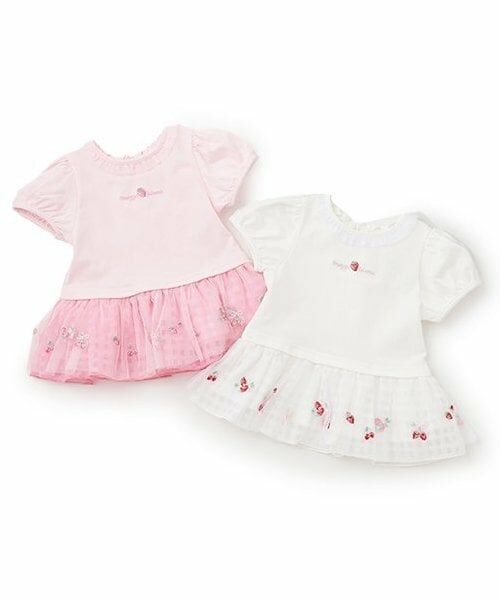 mezzo piano / メゾピアノ その他トップス | 【人気商品再入荷】【直営店で取り扱い無し】イチゴ刺しゅう裾フリル　半袖チュニック | 詳細10