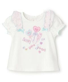 mezzo piano / メゾピアノ Tシャツ | 【人気商品再入荷】【直営店で取り扱い無し】キャンディフリル半袖Ｔシャツ