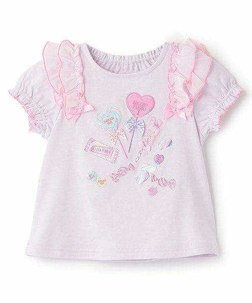 mezzo piano / メゾピアノ Tシャツ | 【人気商品再入荷】【直営店で取り扱い無し】キャンディフリル半袖Ｔシャツ（ラベンダー）