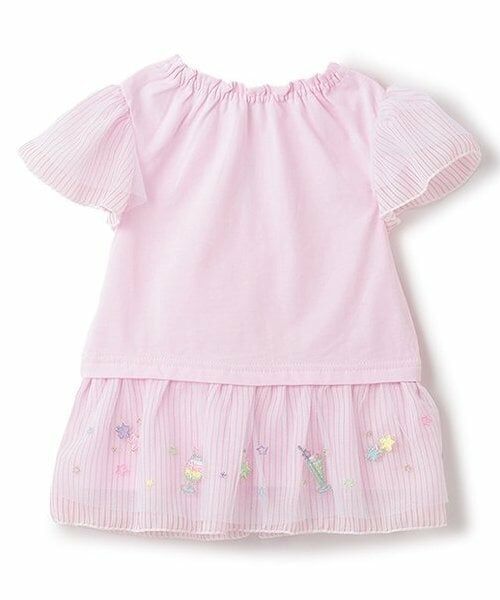 mezzo piano / メゾピアノ その他トップス | 【人気商品再入荷】【直営店で取り扱い無し】ソーダ刺しゅう裾フリル半袖チュニック | 詳細1