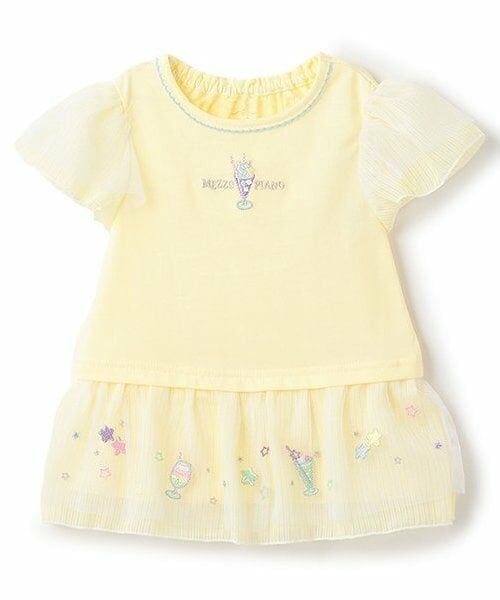 mezzo piano / メゾピアノ その他トップス | 【人気商品再入荷】【直営店で取り扱い無し】ソーダ刺しゅう裾フリル半袖チュニック（レモン イエロー）
