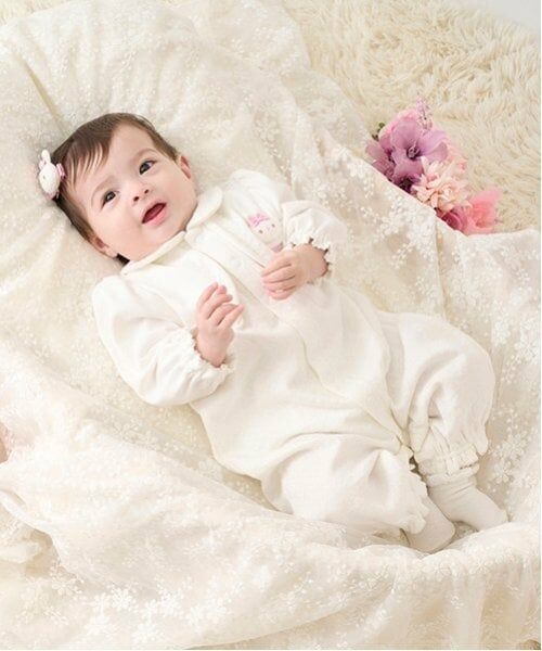 mezzo piano / メゾピアノ ロンパース | ウサギマスコットつき　2wayオール（オフ ホワイト）