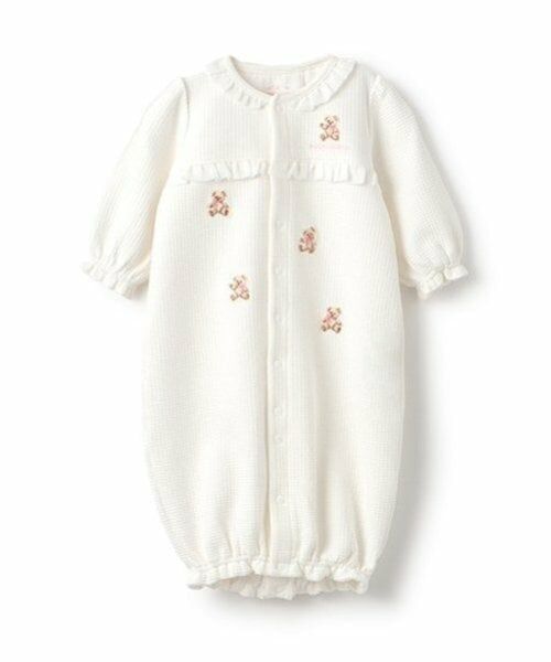 mezzo piano / メゾピアノ ロンパース | くま・うさぎ刺しゅう　2wayオール（オフ ホワイト）