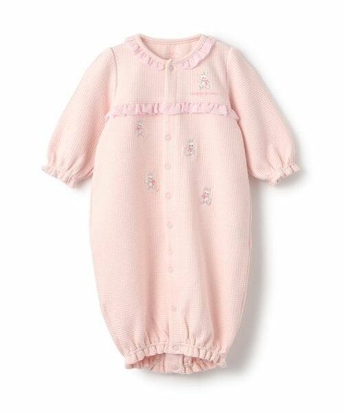 mezzo piano / メゾピアノ ロンパース | くま・うさぎ刺しゅう　2wayオール（ライト ピンク）