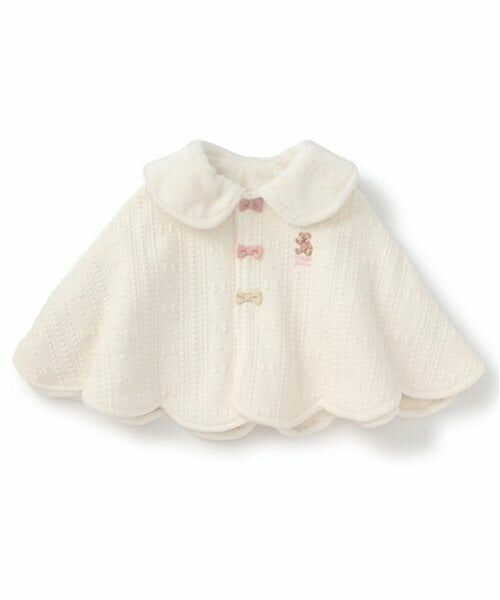 mezzo piano / メゾピアノ ベビー・キッズウエア | リバーシブル　裾スカラップ　ケープ（アイボリー）