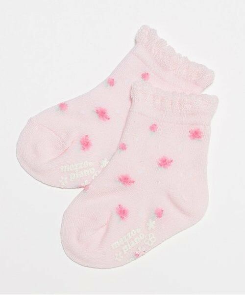 mezzo piano / メゾピアノ ソックス | ローズつぼみ柄　ソックス（ライト ピンク）