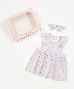 mezzo piano / メゾピアノ スタイ・ビブ | 【BOX付】ローズつぼみ柄エプロン＆ヘアバンドセット