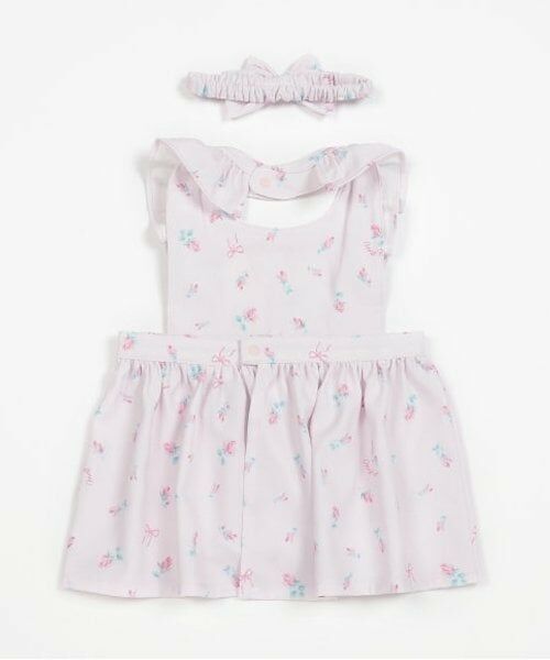 mezzo piano / メゾピアノ スタイ・ビブ | 【BOX付】ローズつぼみ柄エプロン＆ヘアバンドセット | 詳細1