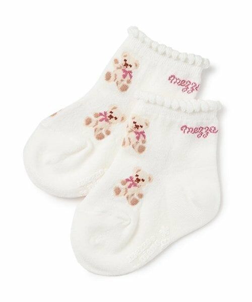 mezzo piano / メゾピアノ ベビー・キッズウエア | くま・うさぎ柄　ソックス（オフ ホワイト）