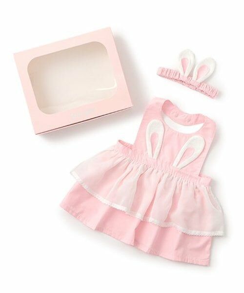 mezzo piano / メゾピアノ ベビー・キッズグッズ | 【BOX付】オリジナルボックスつきうさ耳エプロン＆ヘアバンドセット（ライト ピンク）