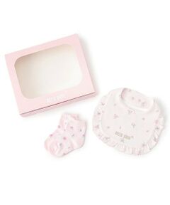 mezzo piano / メゾピアノ スタイ・ビブ | 【BOX付】オリジナルボックスつきリボン・ローズ柄　スタイ＆ソックスセット