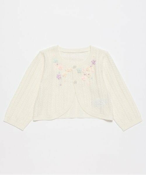 mezzo piano / メゾピアノ ベビー・キッズウエア | ☆リボン刺繍ニットボレロ（オフ ホワイト）