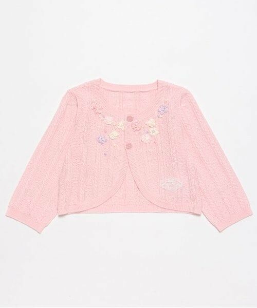 mezzo piano / メゾピアノ ベビー・キッズウエア | ☆リボン刺繍ニットボレロ（ピンク）