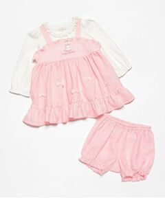 mezzo piano / メゾピアノ ベビー・キッズウエア | ウサギマスコットつき　ギンガムチュニック＆ブルマセット