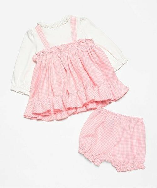 mezzo piano / メゾピアノ ベビー・キッズウエア | ウサギマスコットつき　ギンガムチュニック＆ブルマセット | 詳細1