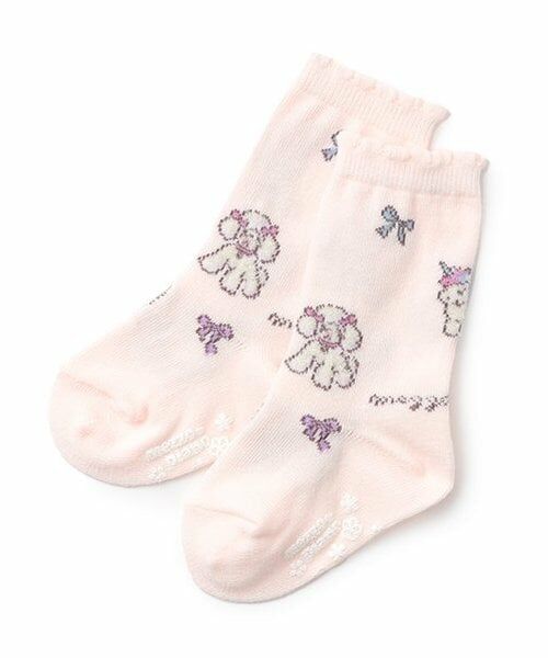 mezzo piano / メゾピアノ ベビー・キッズウエア | ふわもこフレンズ柄　ハイソックス（ライト ピンク）