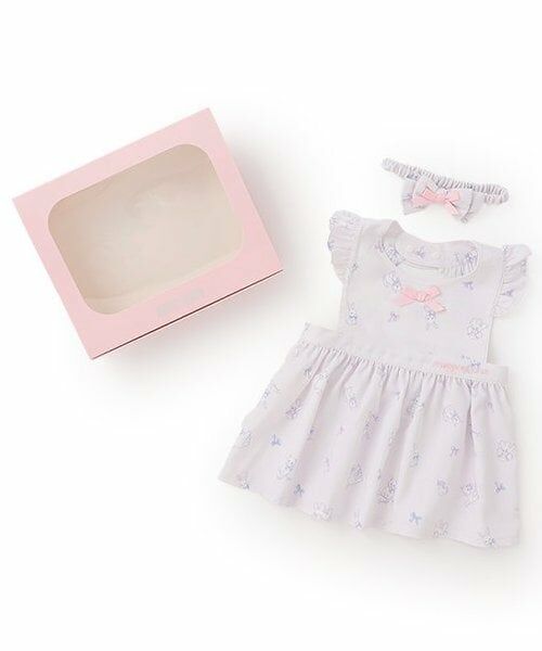 mezzo piano / メゾピアノ スタイ・ビブ | 【BOX付】オリジナルボックスつきふわもこフレンズ柄エプロン＆ヘアバンド（ライト ピンク）