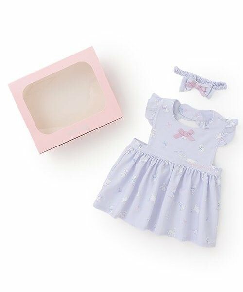 mezzo piano / メゾピアノ スタイ・ビブ | 【BOX付】オリジナルボックスつきふわもこフレンズ柄エプロン＆ヘアバンド（ラベンダー）