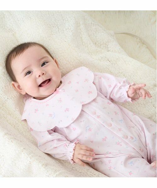 mezzo piano / メゾピアノ スタイ・ビブ | 小花柄　スカラップスタイ（ライト ピンク）