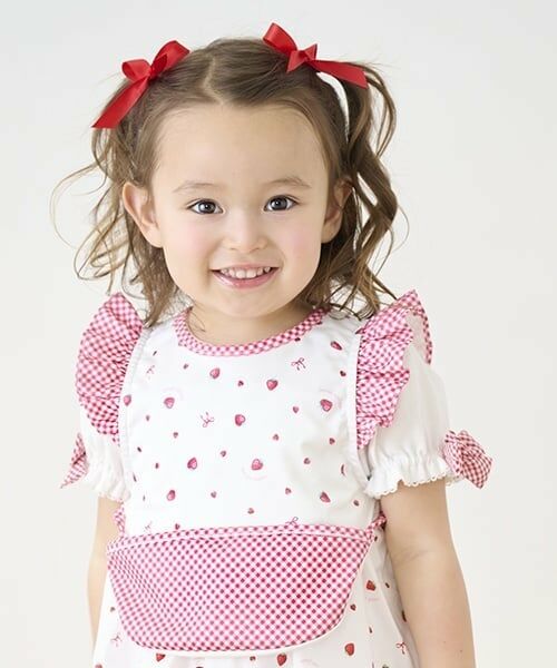 mezzo piano / メゾピアノ スタイ・ビブ | いちご柄　お食事スタイ（赤）