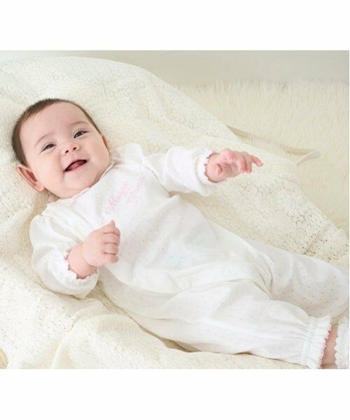 mezzo piano / メゾピアノ ロンパース | ロゴリボン　2wayオール（オフ ホワイト）