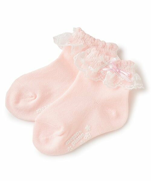mezzo piano / メゾピアノ ベビー・キッズウエア | ロゴレース　ソックス（ライト ピンク）