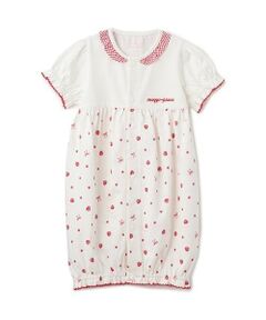 mezzo piano / メゾピアノ ロンパース | いちご柄　半袖2wayオール