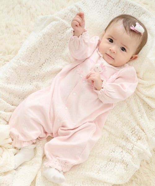 mezzo piano / メゾピアノ ロンパース | ウサギマスコットつき2wayオール（ライト ピンク）