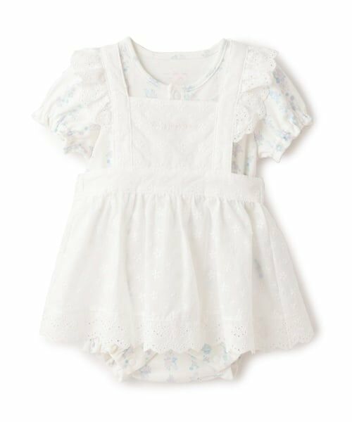 mezzo piano / メゾピアノ ロンパース | 半袖ロンパース＆レースエプロンスカートセット（オフ ホワイト）