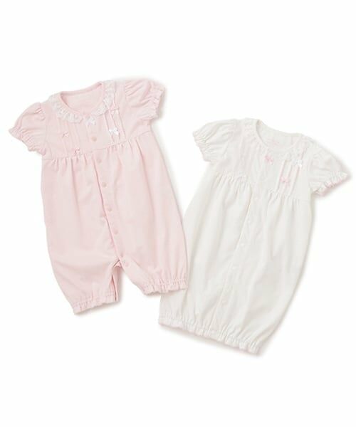 mezzo piano / メゾピアノ ロンパース | タックリボン半袖2wayオール | 詳細10