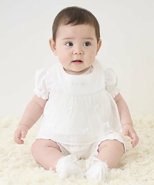 mezzo piano / メゾピアノ ロンパース | タックリボン半袖2wayオール | 詳細11