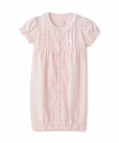 mezzo piano / メゾピアノ ロンパース | タックリボン半袖2wayオール（ライト ピンク）