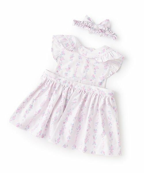 mezzo piano / メゾピアノ スタイ・ビブ | 【BOX付】ストライプ花柄エプロン＆ヘアバンドセット | 詳細1