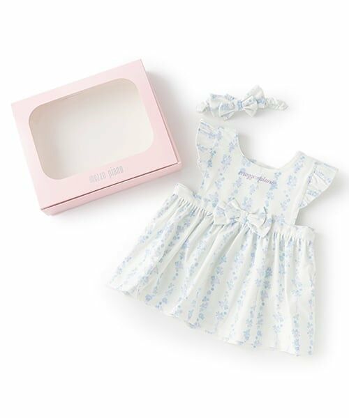 mezzo piano / メゾピアノ スタイ・ビブ | 【BOX付】ストライプ花柄エプロン＆ヘアバンドセット | 詳細13