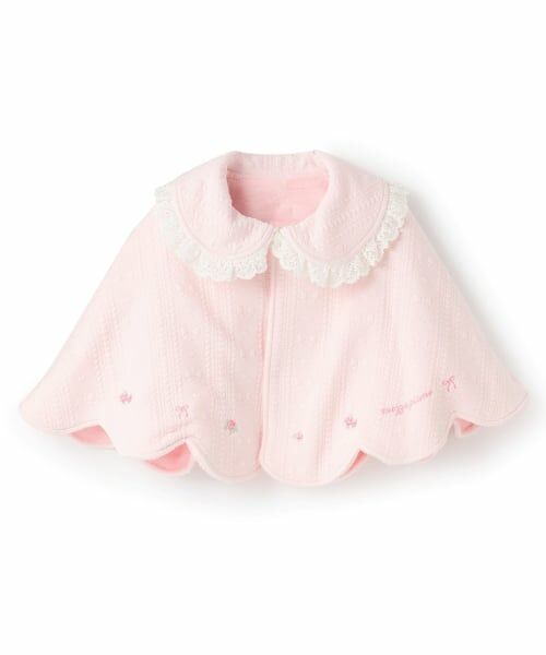 mezzo piano / メゾピアノ ベビー・キッズウエア | リバーシブル　フクレジャガード・バラ刺しゅうケープ | 詳細13