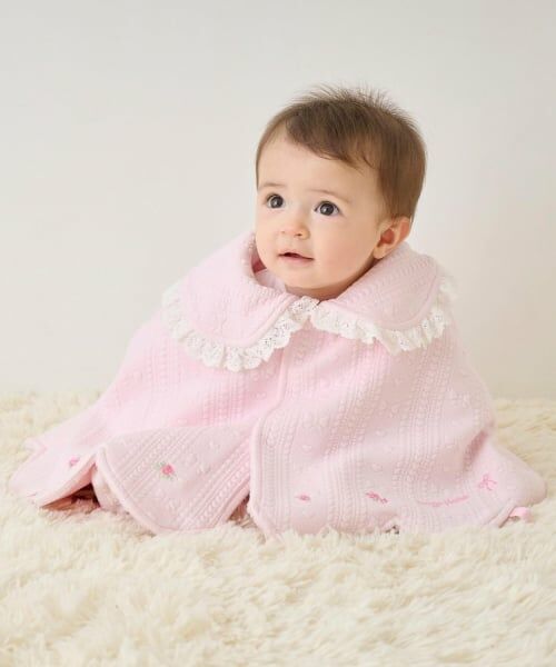 mezzo piano / メゾピアノ ベビー・キッズウエア | リバーシブル　フクレジャガード・バラ刺しゅうケープ | 詳細15