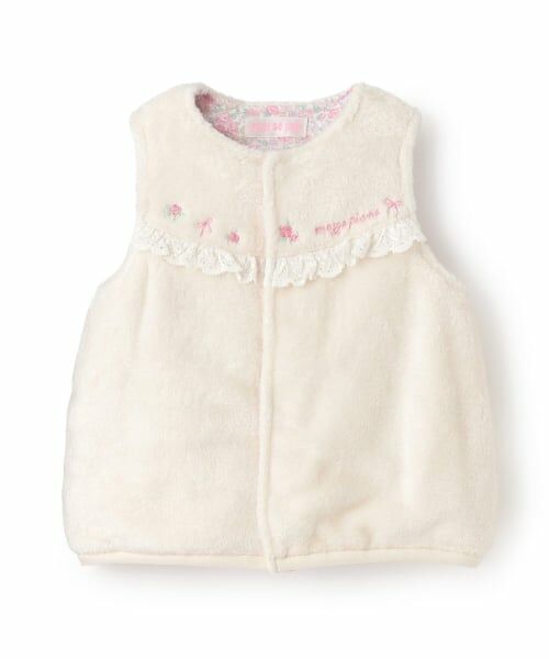 mezzo piano / メゾピアノ ベビー・キッズウエア | バラ刺しゅう　ボアベスト（アイボリー）