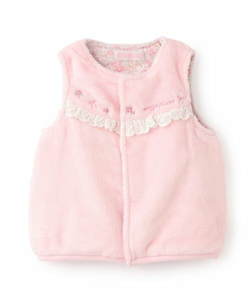 mezzo piano / メゾピアノ ベビー・キッズウエア | バラ刺しゅう　ボアベスト（ライト ピンク）