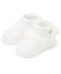 mezzo piano / メゾピアノ ベビー・キッズウエア | レースロゴ刺しゅうソックス