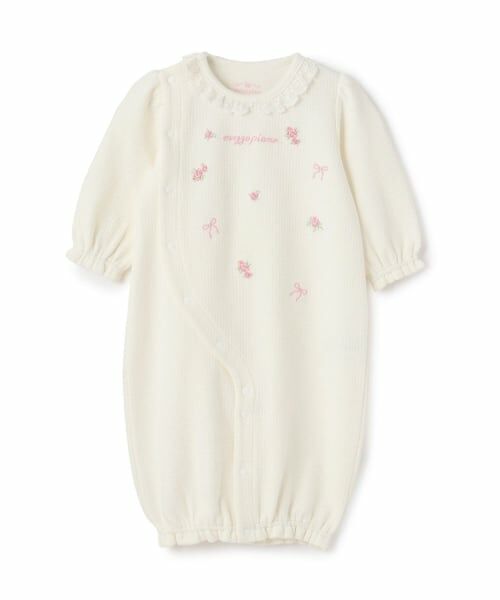 mezzo piano / メゾピアノ ロンパース | バラ刺しゅう　2wayオール（オフ ホワイト）