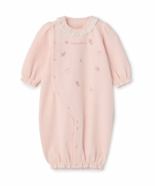 mezzo piano / メゾピアノ ロンパース | バラ刺しゅう　2wayオール（ライト ピンク）