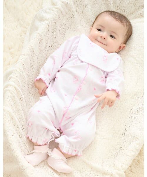 mezzo piano / メゾピアノ スタイ・ビブ | 【BOX付】エンジェルウサギ柄2wayオール＆スタイセット（ピンク）