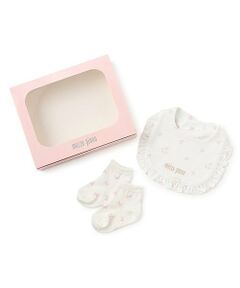 mezzo piano / メゾピアノ スタイ・ビブ | 【BOX付】リボン・バラ柄　スタイ＆ソックスセット