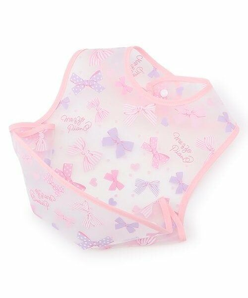 mezzo piano / メゾピアノ スタイ・ビブ | リボン柄　お食事スタイ（ライト ピンク）